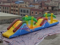 Coconut Tree Theme Inflatable Air Tight Obstacle Course For Water Event
