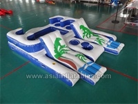 Digital Printing Inflatable Aqua Playground Island For Lake